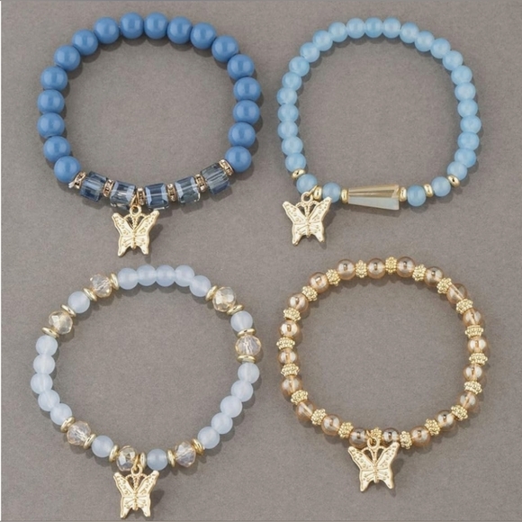 Butterfly Stacked Stretchy Bracelets - Picture 4 of 5